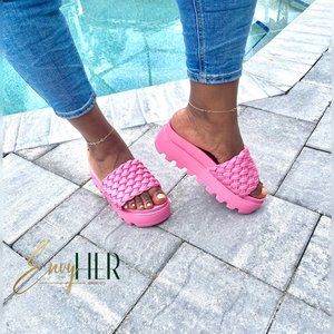 Pink Braided Platform Sandal